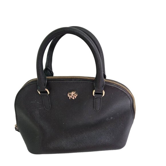 DKNY Bryant Dome PU/PVC Black Top Handle Crossbody Bag - Picture 1 of 8